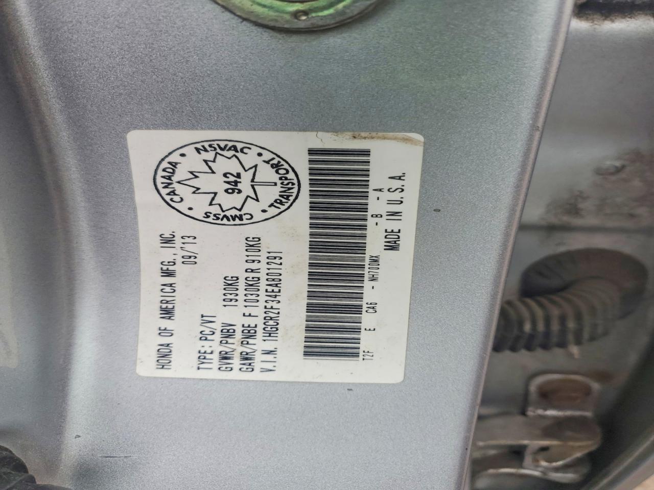 1HGCR2F34EA801291 · 2014 HONDA ACCORD · 12/12