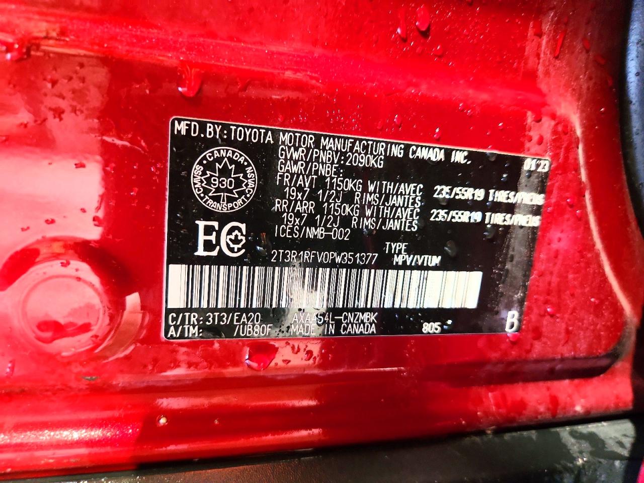 2T3R1RFV0PW351377 · 2023 TOYOTA RAV4 · 12/12