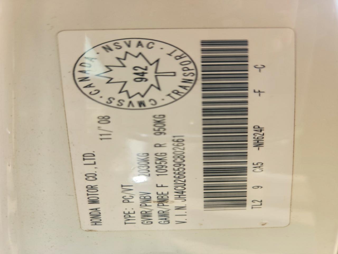JH4CU26659C802661 · 2009 ACURA TSX · 12/12