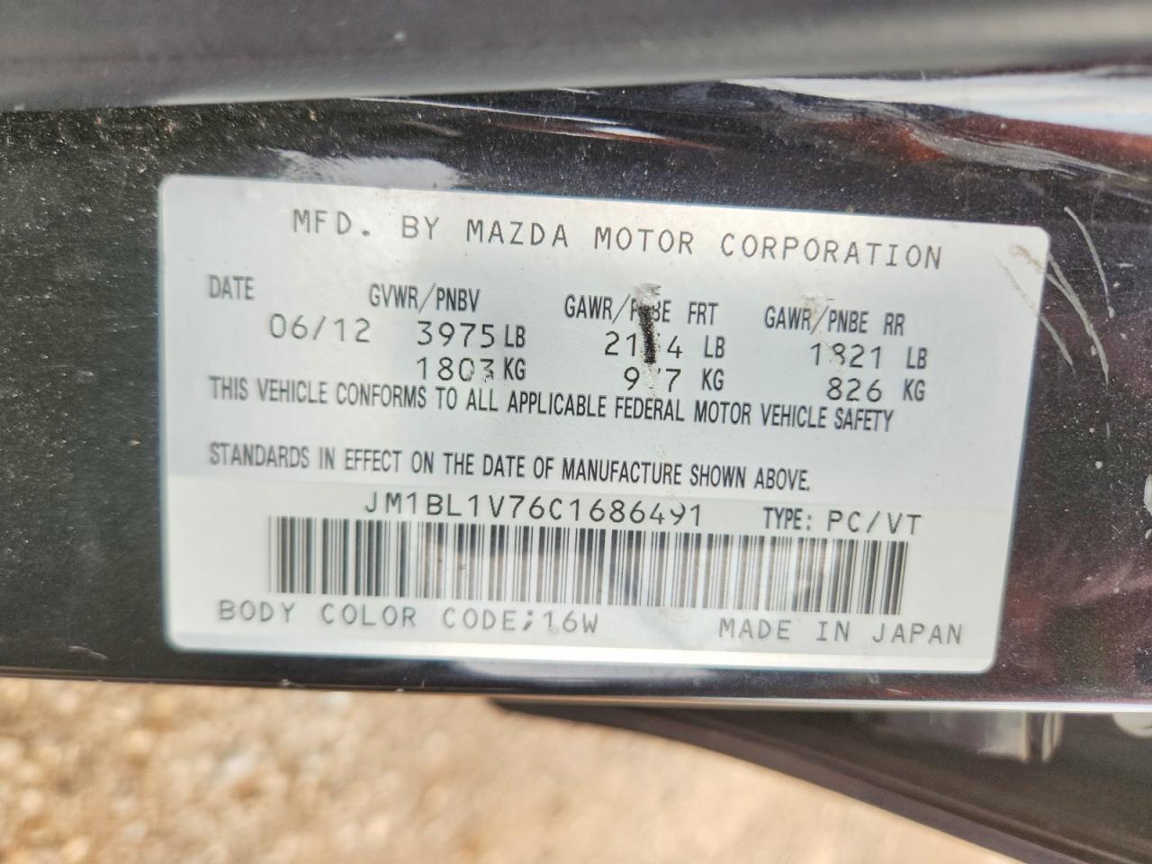 JM1BL1V76C1686491 · 2012 MAZDA 3 · 12/12