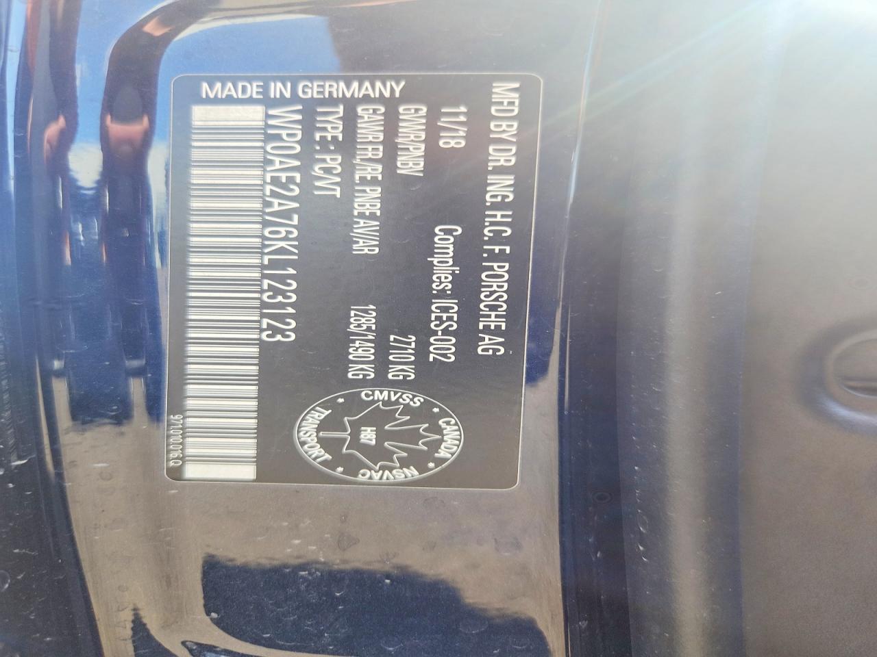 WP0AE2A76KL123123 · 2019 PORSCHE PANAMERA · 12/12