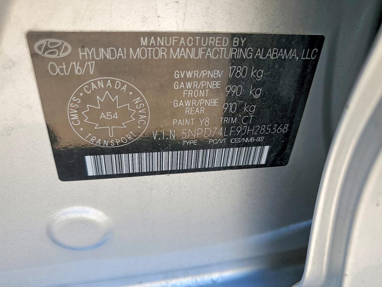 5NPD74LF9JH285368 · 2018 HYUNDAI ELANTRA · 12/12