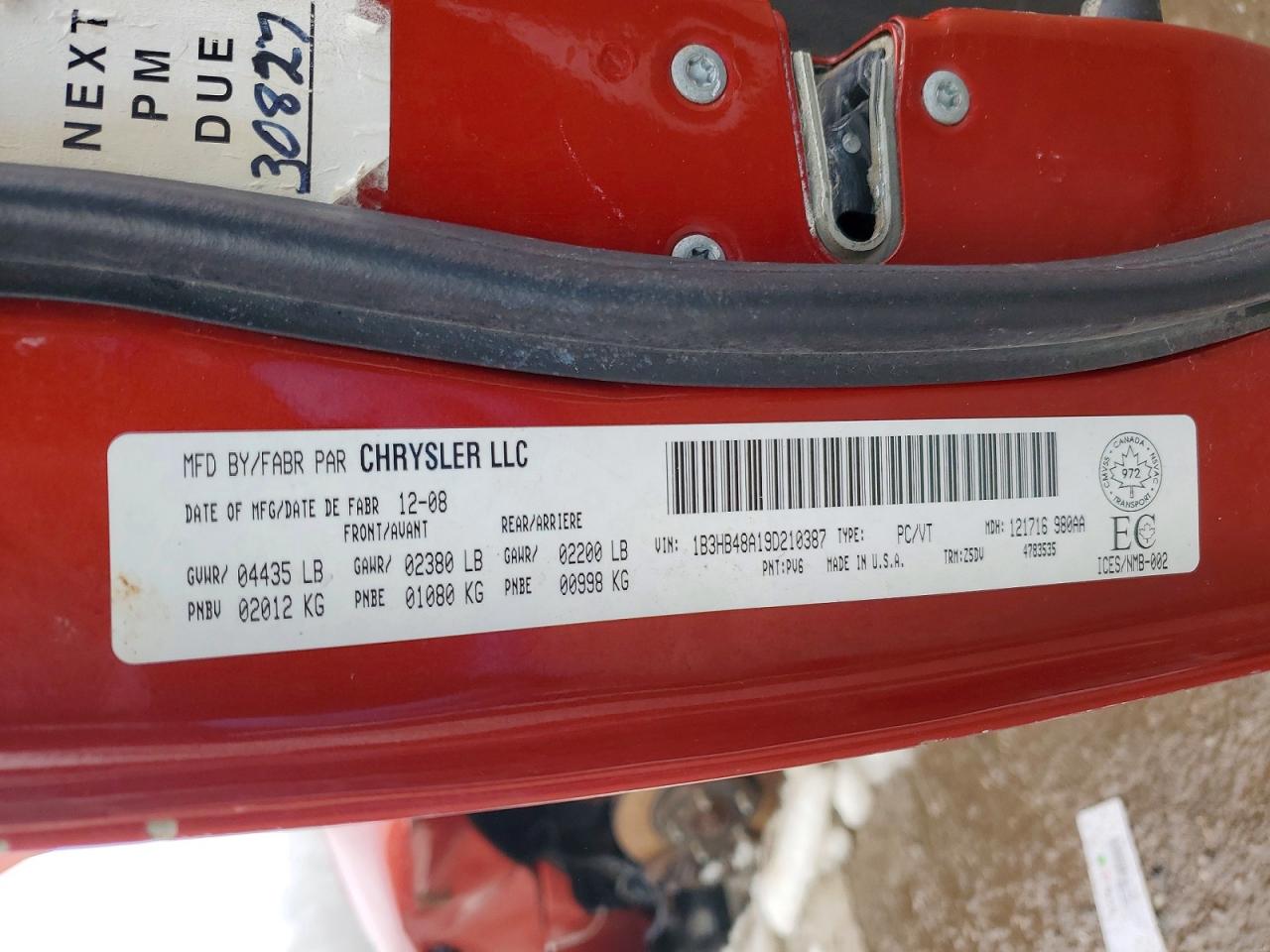 1B3HB48A19D210387 · 2009 DODGE CALIBER · 12/12