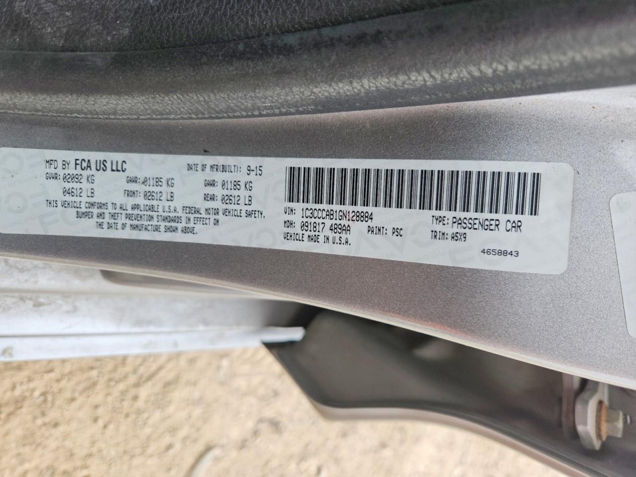 1C3CCCAB1GN128884 · 2016 CHRYSLER 200 · 12/12