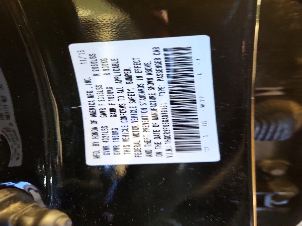 1HGCR2F05GA079161 · 2016 HONDA ACCORD · 12/12
