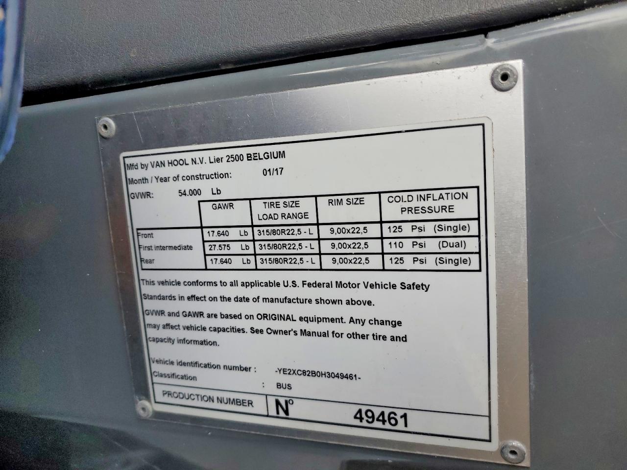 YE2XC82B0H3049461 · 2017 VAN HOOL COMMUTER COACH CX · 10/10