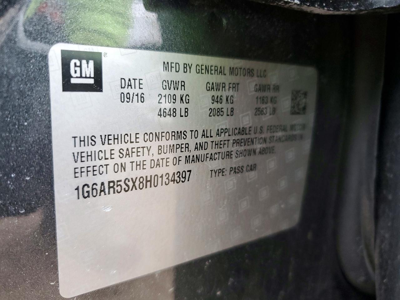 1G6AR5SX8H0134397 · 2017 CADILLAC CTS · 12/12