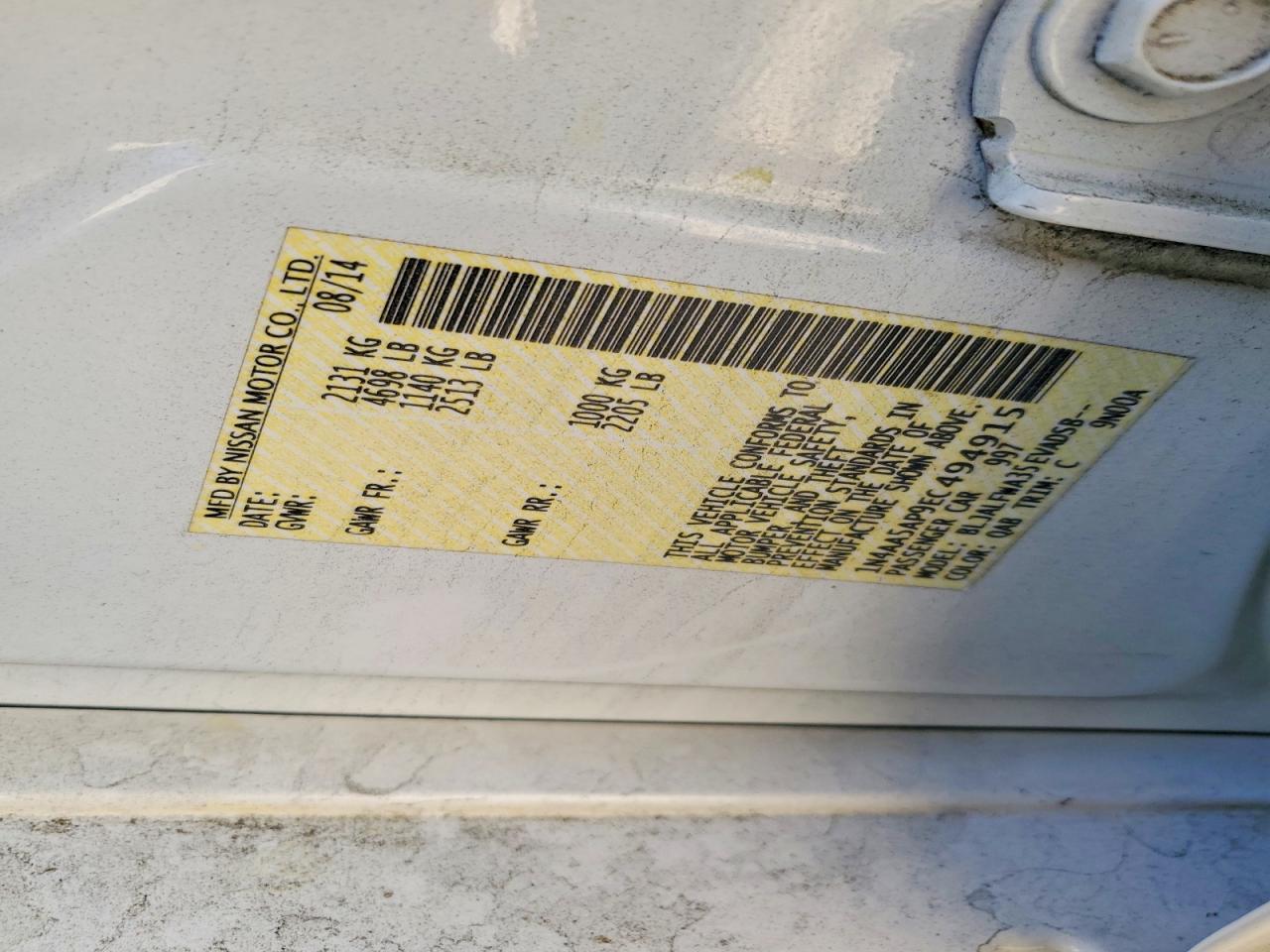 1N4AA5AP9EC494915 · 2014 NISSAN MAXIMA · 12/12
