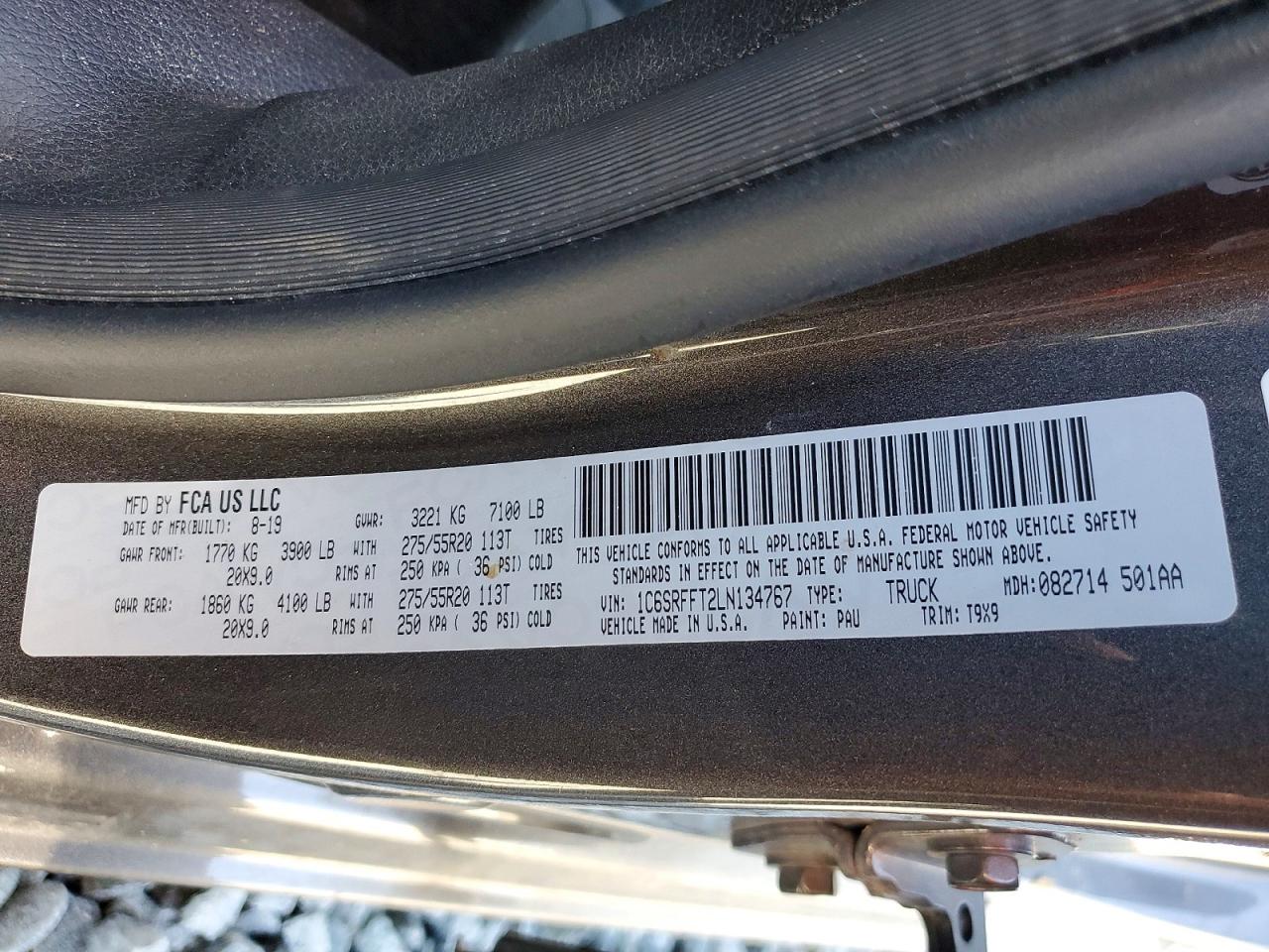 1C6SRFFT2LN134767 · 2020 RAM 1500 · 12/12