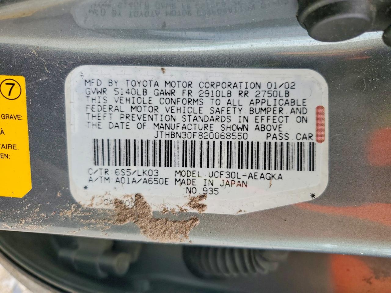 JTHBN30F820068550 · 2002 LEXUS LS · 12/12