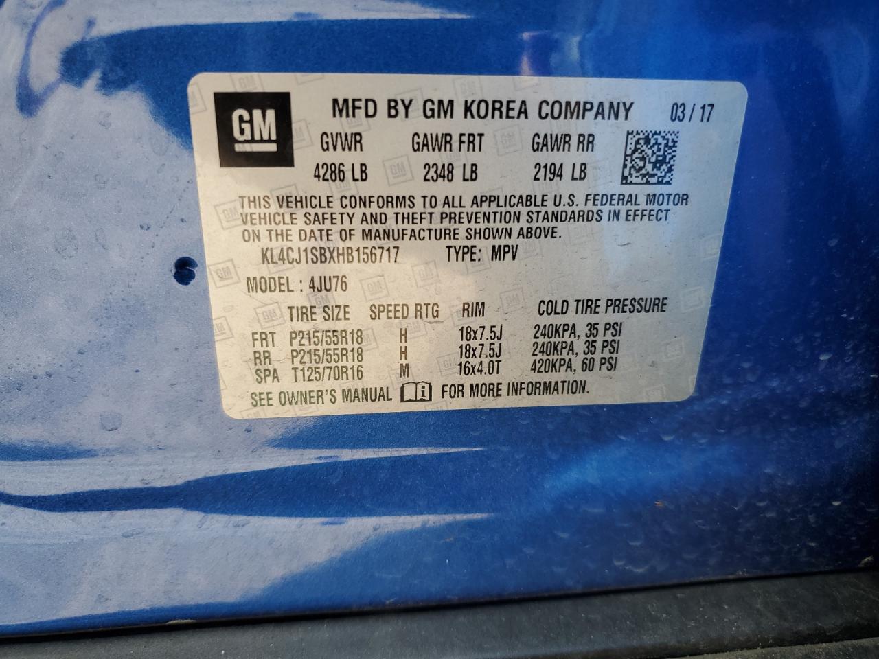KL4CJ1SBXHB156717 · 2017 BUICK ENCORE · 12/12