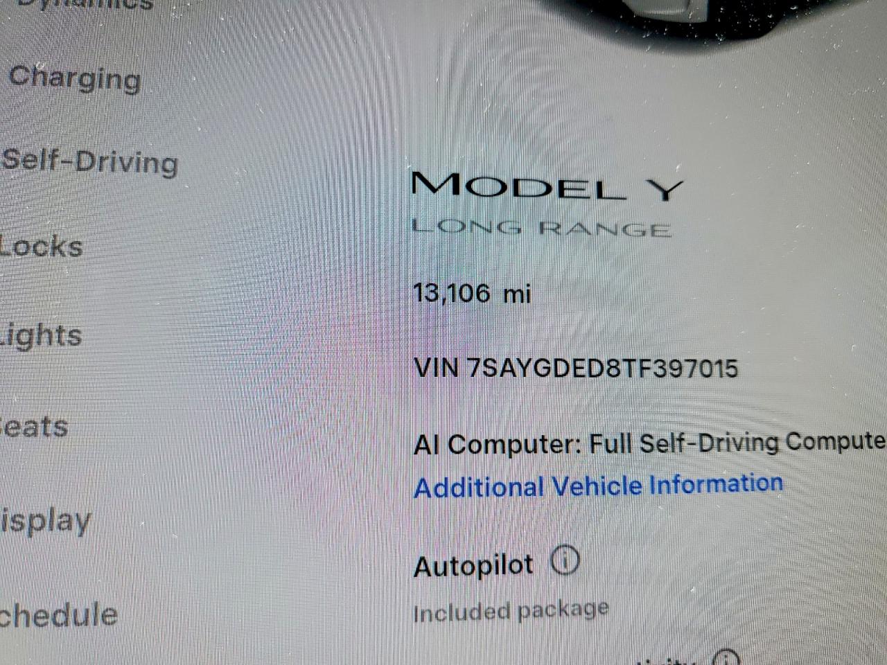 7SAYGDED8TF397015 · 2026 TESLA MODEL Y · 9/12