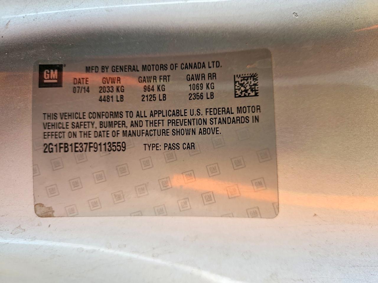 2G1FB1E37F9113559 · 2015 CHEVROLET CAMARO · 12/12