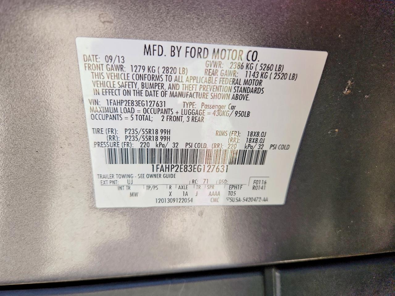 1FAHP2E83EG127631 · 2014 FORD TAURUS · 12/12