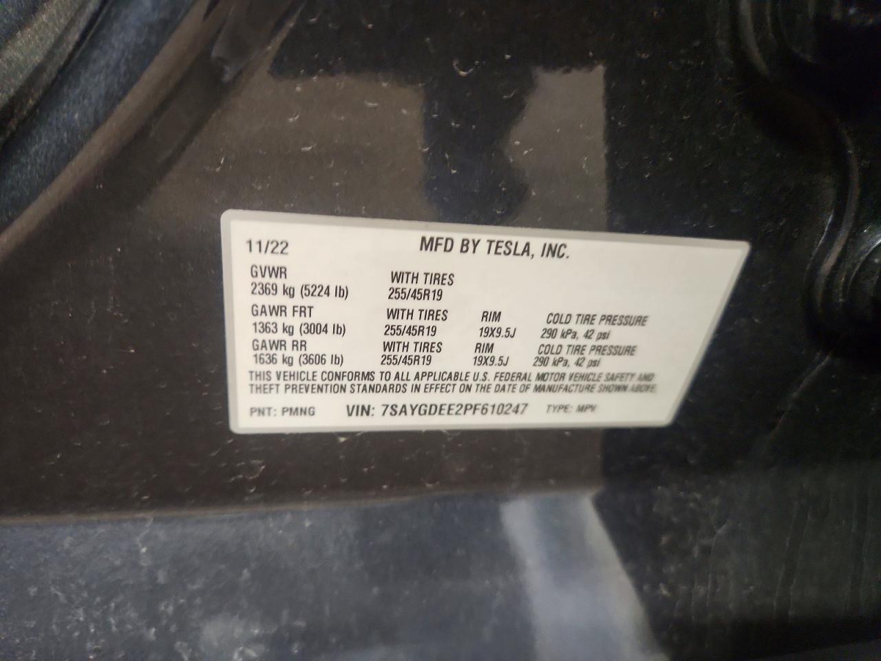 7SAYGDEE2PF610247 · 2023 TESLA MODEL Y · 12/12