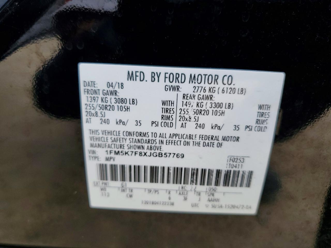 1FM5K7F8XJGB57769 · 2018 FORD EXPLORER · 12/12