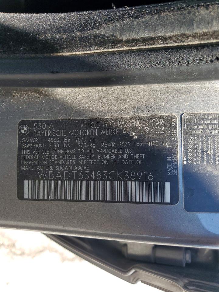 WBADT63483CK38916 · 2003 BMW 530 · 12/12