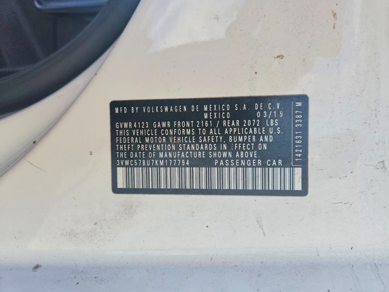 3VWC57BU7KM177794 · 2019 VOLKSWAGEN JETTA · 12/12