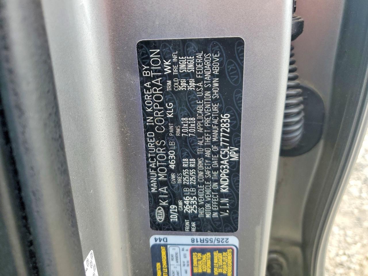 KNDP63AC5L7772836 · 2020 KIA SPORTAGE · 12/12