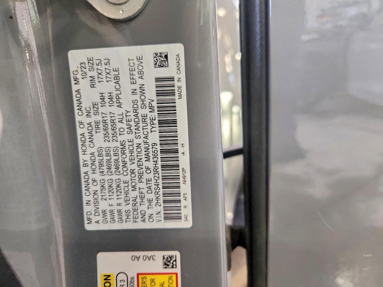2HKRS4H23RH436579 · 2024 HONDA CR-V · 12/12