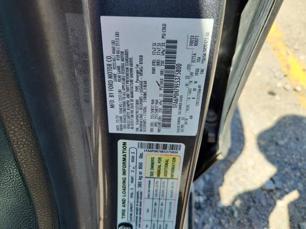 1FA6P0H79E5375800 · 2014 FORD FUSION · 12/12