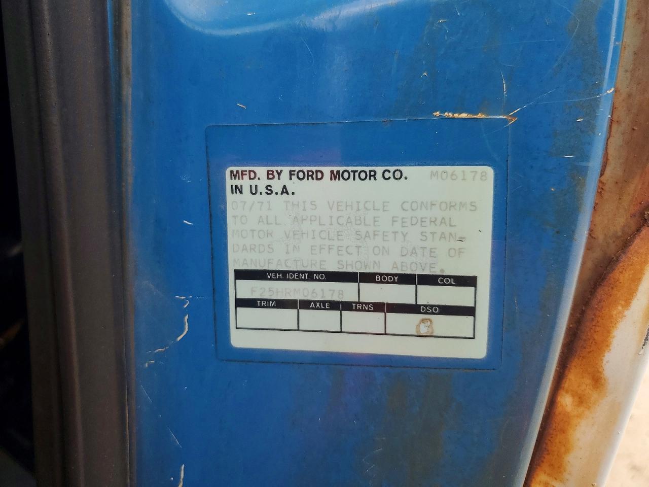 F25HRM06178 · 1971 FORD F250 · 12/12