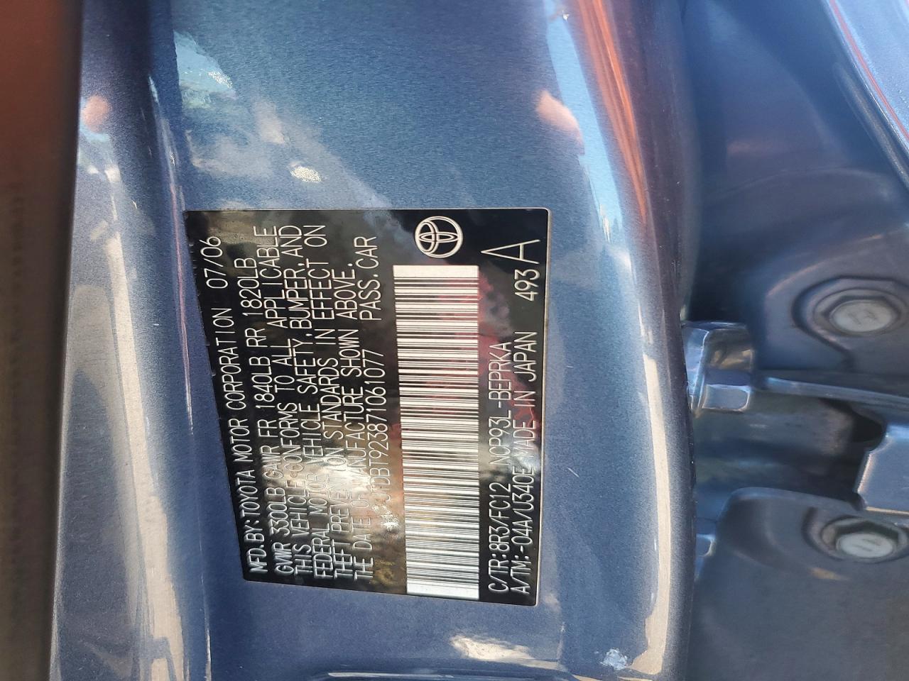JTDBT923871061077 · 2007 TOYOTA YARIS · 12/12