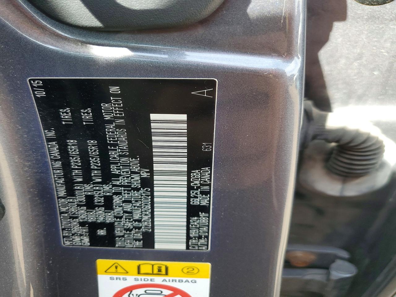 2T2BZMCA2GC002175 · 2016 LEXUS RX 350 · 12/12