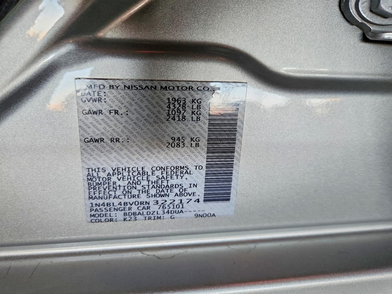 1N4BL4BV0RN322174 · 2024 NISSAN ALTIMA · 12/12