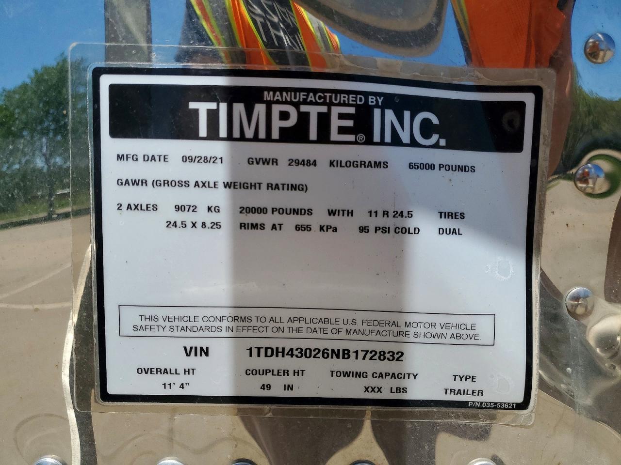 1TDH43026NB172832 · 2022 TIMPTE UNKNOWN · 10/10