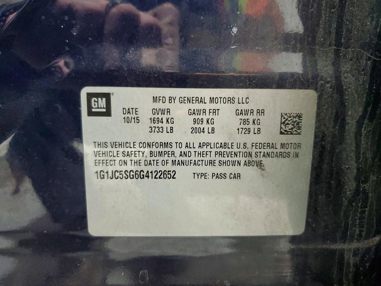1G1JC5SG6G4122652 · 2016 CHEVROLET SONIC · 12/12