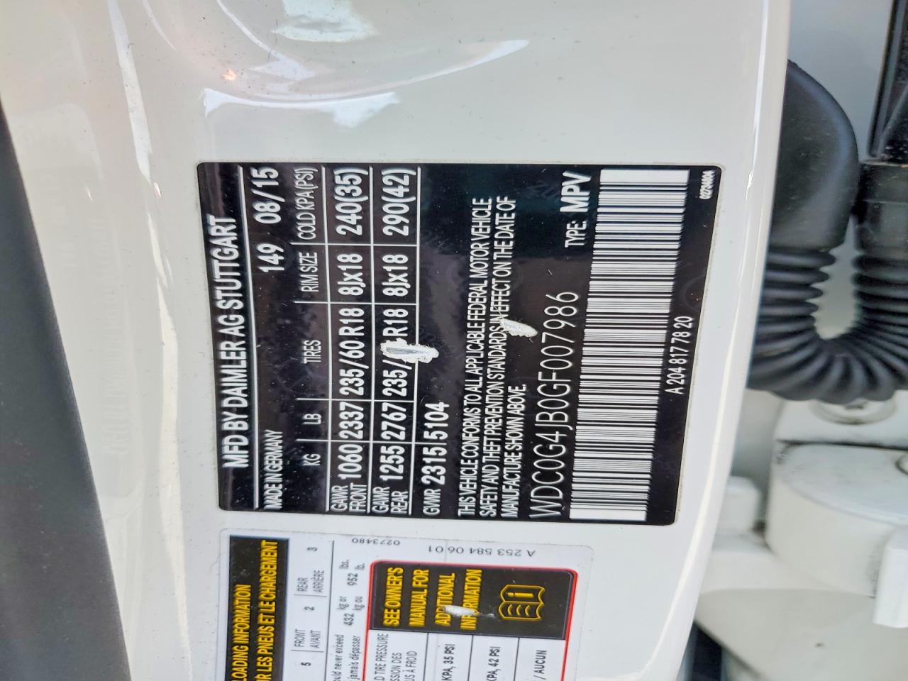 WDC0G4JB0GF007986 · 2016 MERCEDES-BENZ GLC · 12/12