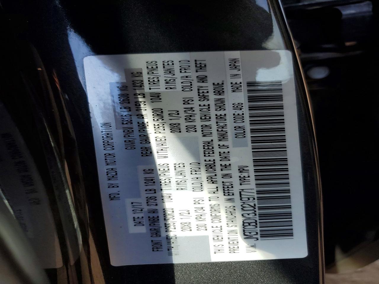 JM3TCBDY3J0219771 · 2018 MAZDA CX-9 · 12/12