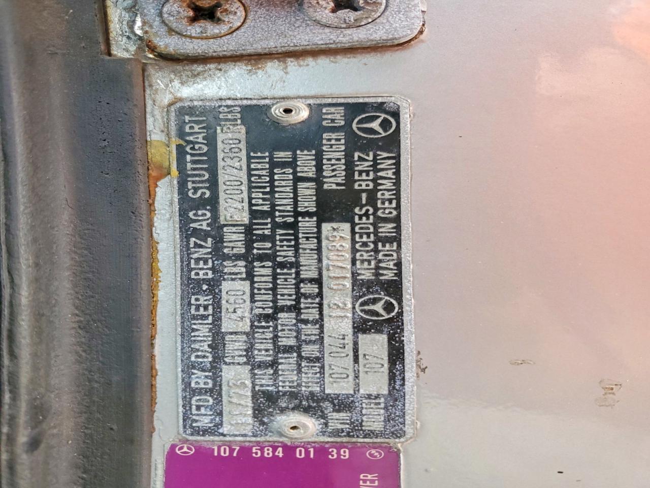 10704412017089 · 1974 MERCEDES-BENZ 450 · 12/12