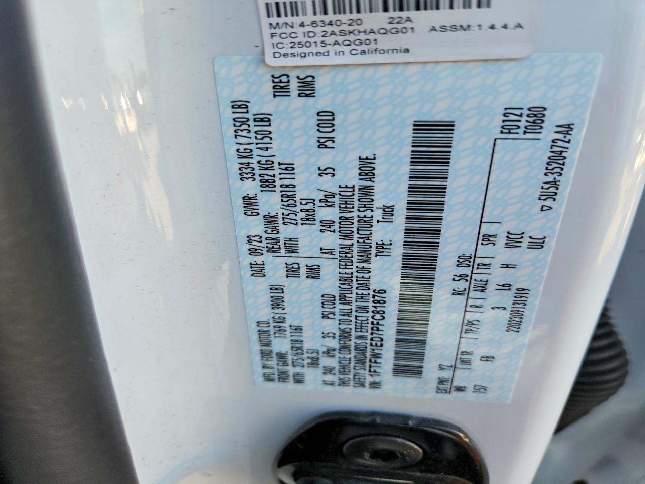 1FTFW1ED7PFC81876 · 2023 FORD F150 · 12/12