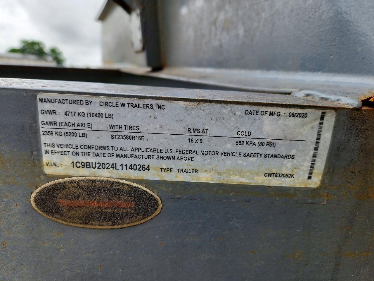1C9BU2024L1140264 · 2020 CIRCLE W UTILITY TR · 10/10