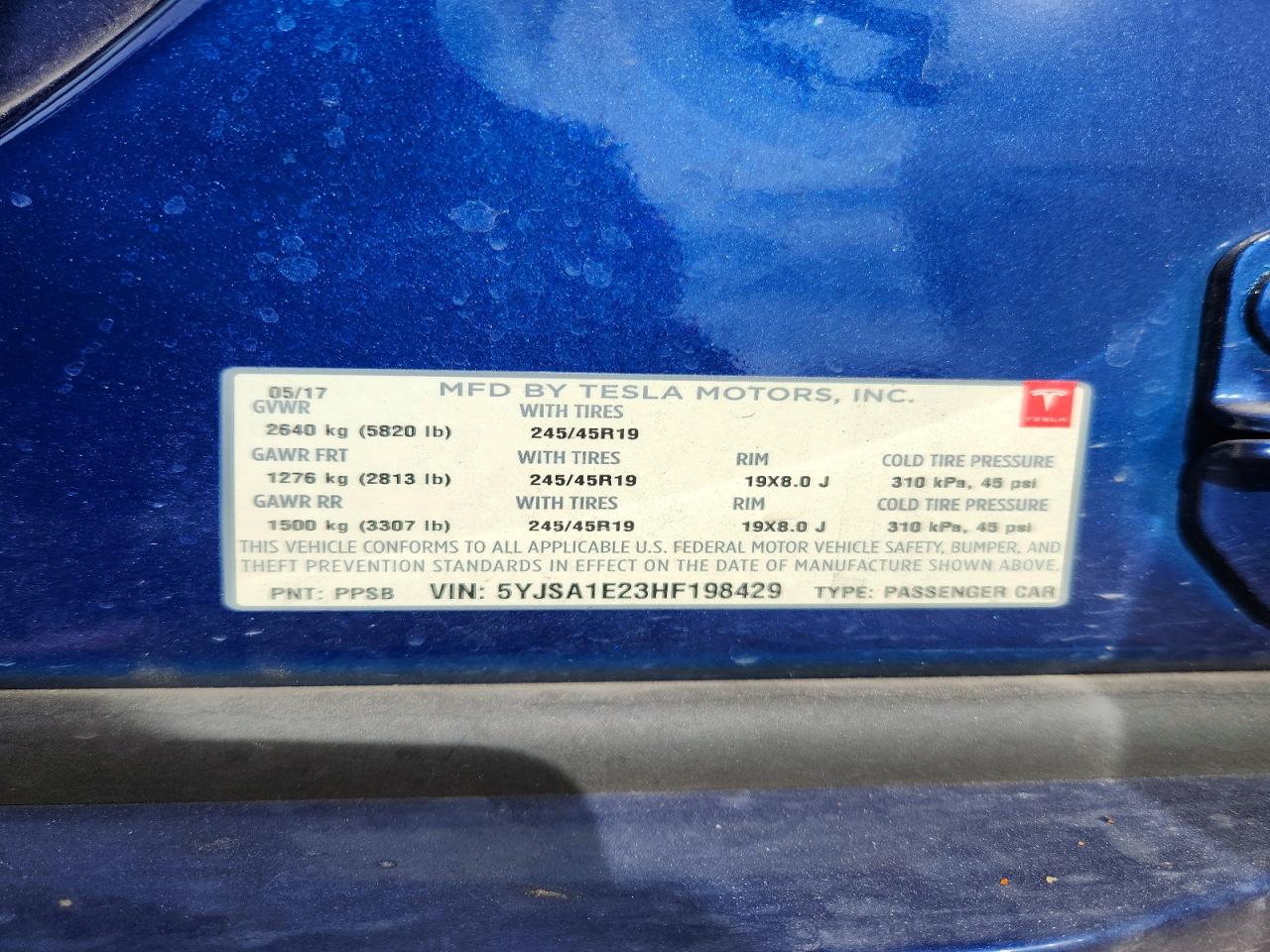 5YJSA1E23HF198429 · 2017 TESLA MODEL S · 12/12
