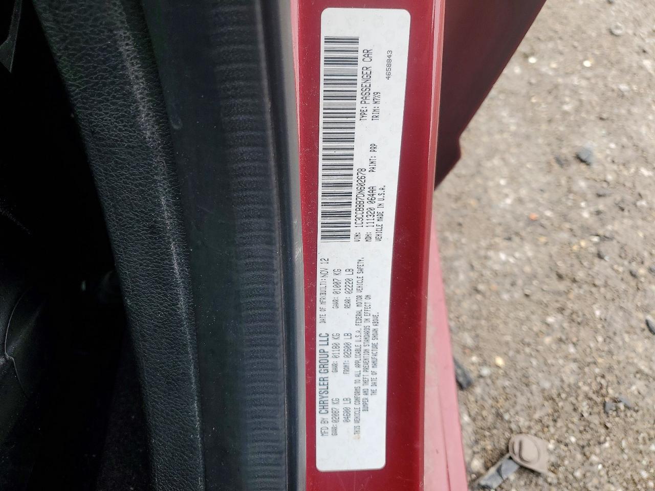 1C3CCBBB7DN602678 · 2013 CHRYSLER 200 · 12/12