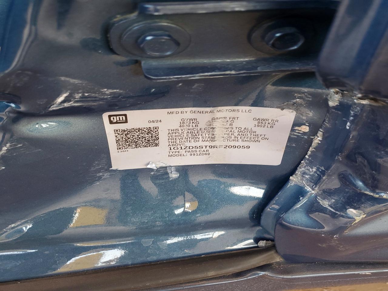 1G1ZD5ST9RF209059 · 2024 CHEVROLET MALIBU · 12/12