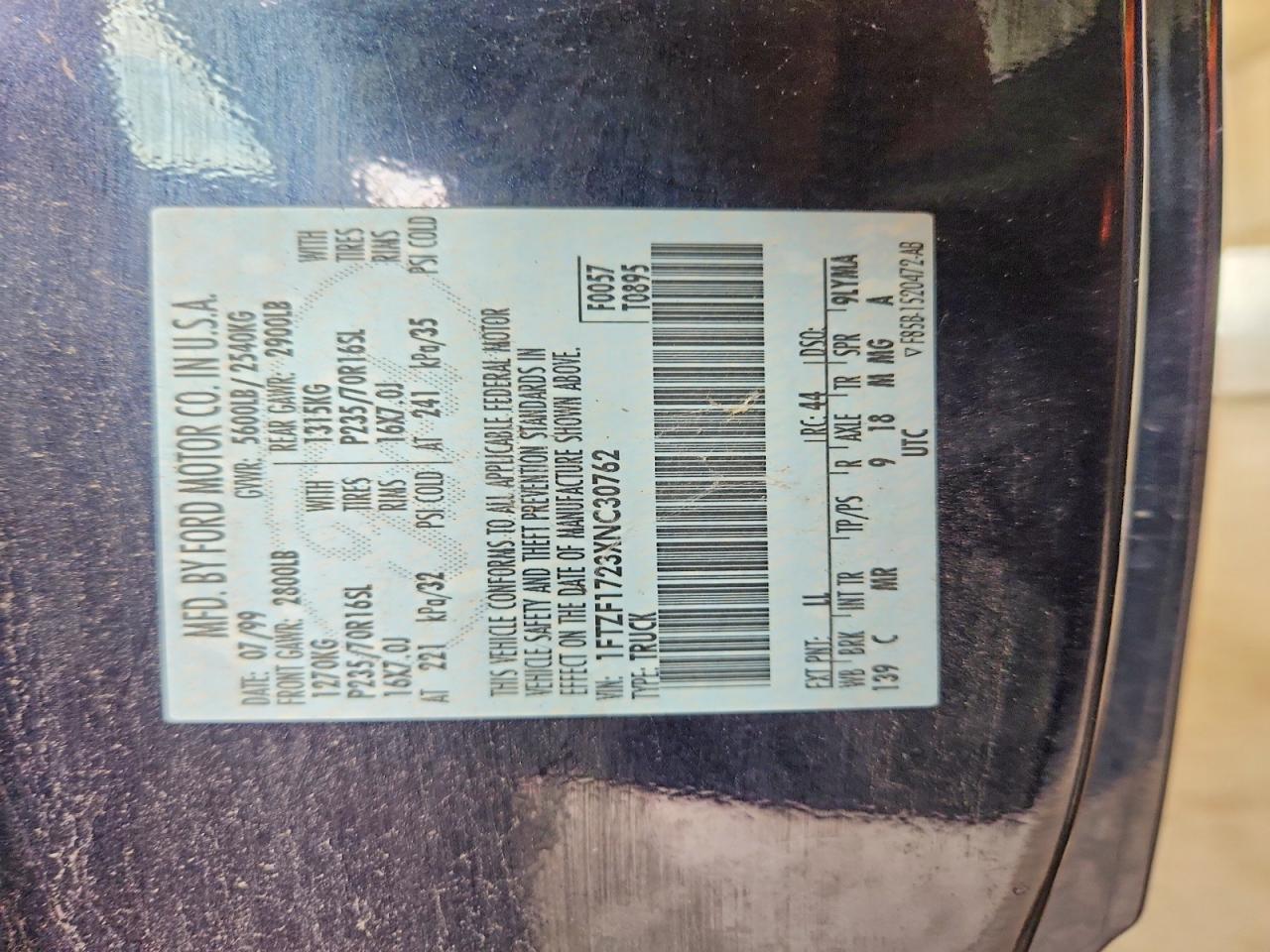 1FTZF1723XNC30762 · 1999 FORD 150 · 12/12