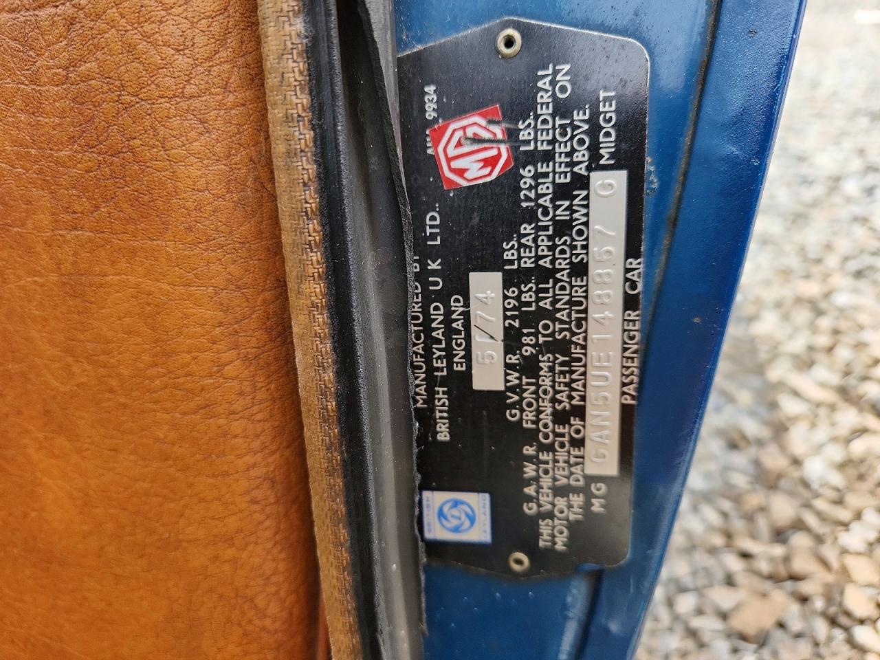 GAN5UE148857 · 1974 MG MIDGET · 12/12