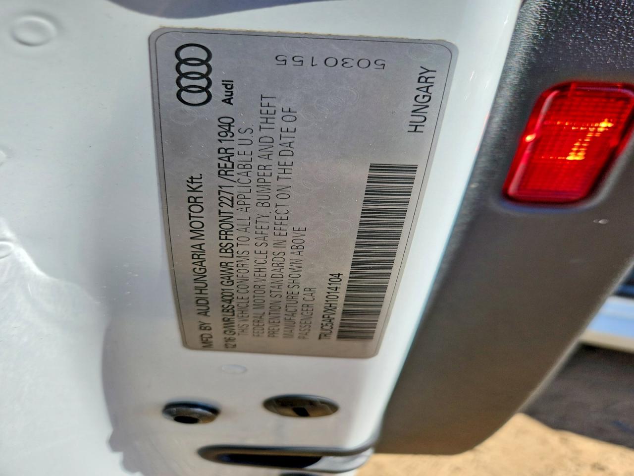 TRUC5AFVXH1014104 · 2017 AUDI TT · 12/12