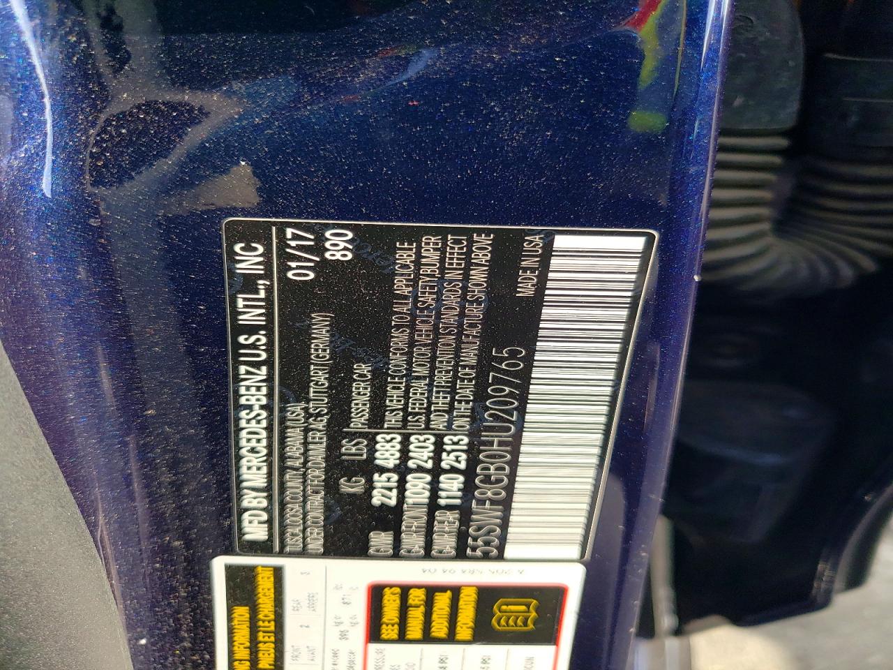 55SWF8GB0HU209765 · 2017 MERCEDES-BENZ C · 12/12