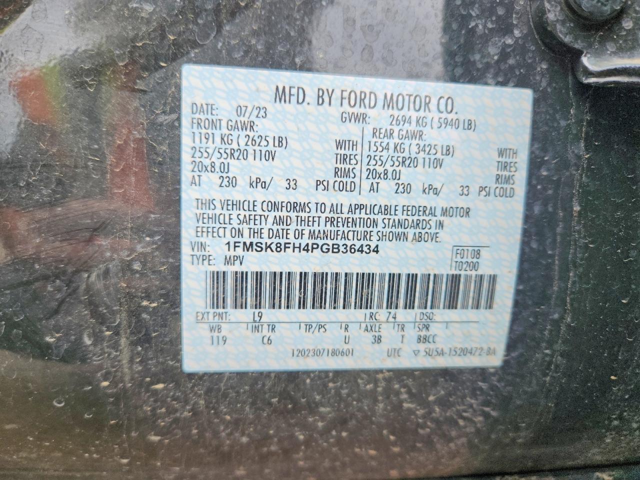 1FMSK8FH4PGB36434 · 2023 FORD EXPLORER · 12/12