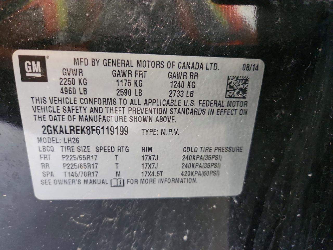 2GKALREK8F6119199 · 2015 GMC TERRAIN · 12/12