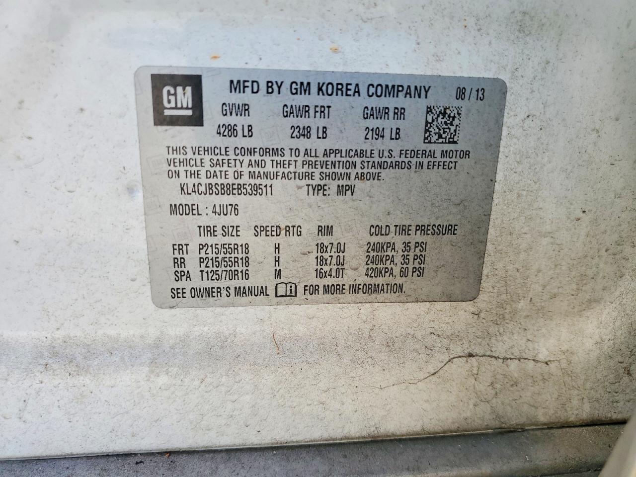 KL4CJBSB8EB539511 · 2014 BUICK ENCORE · 12/12