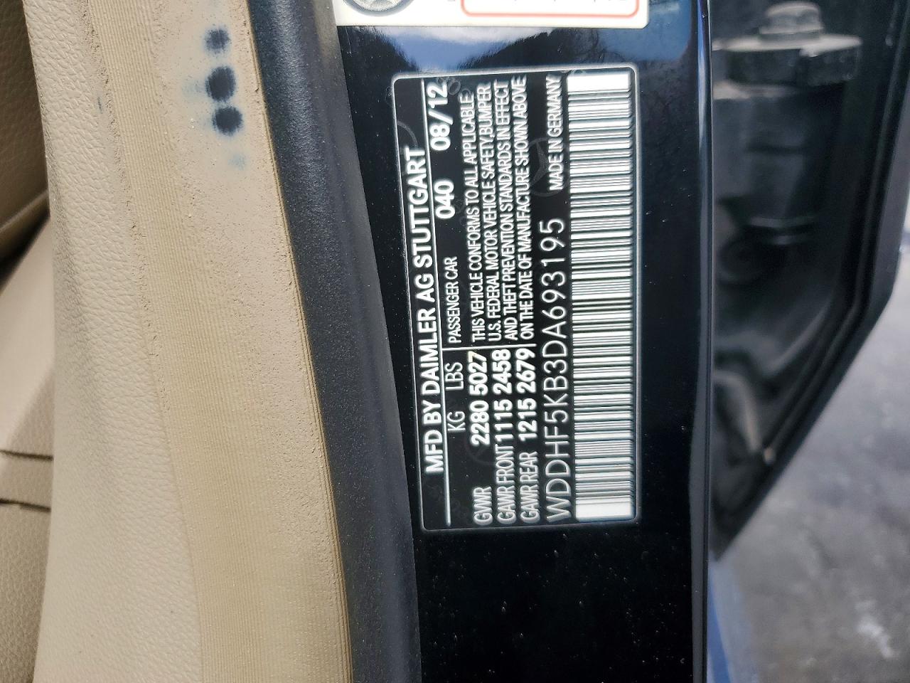 WDDHF5KB3DA693195 · 2013 MERCEDES-BENZ E · 12/12
