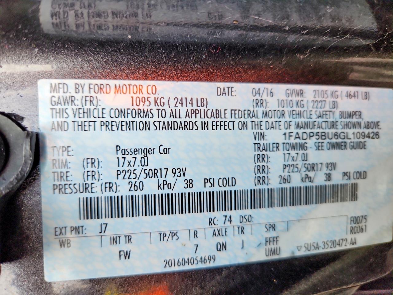1FADP5BU6GL109426 · 2016 FORD C-MAX · 12/12