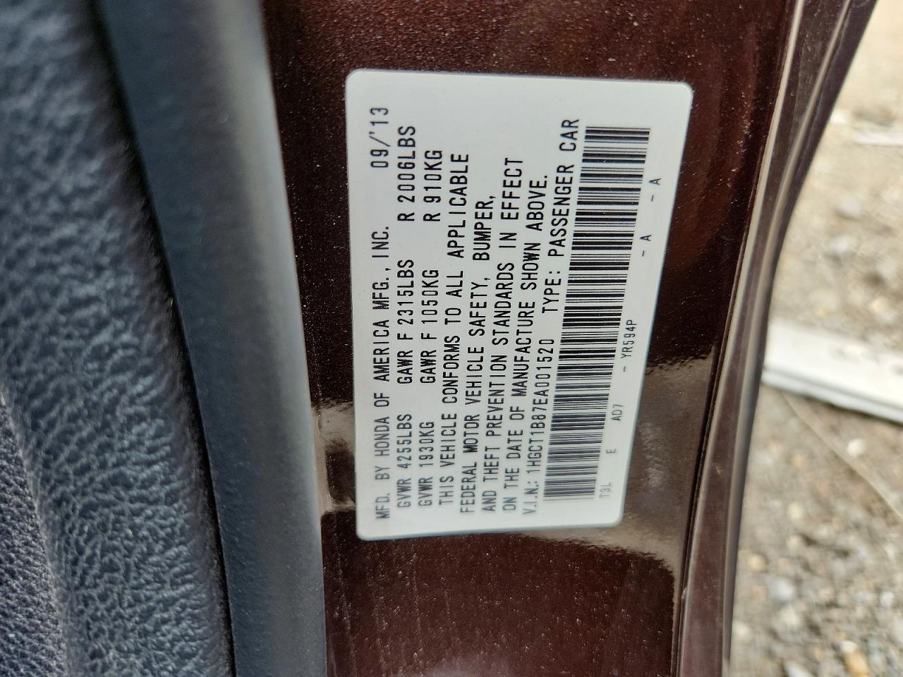 1HGCT1B87EA001520 · 2014 HONDA ACCORD · 12/12