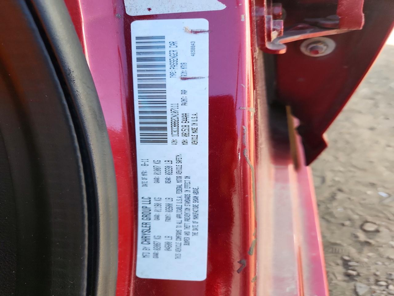 1C3CCBBB2CN107111 · 2012 CHRYSLER 200 · 12/12